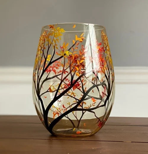 Frosetpro | Hand-Painted Four Seasons Wine Glass – Artistic Glassware for Elegant Moments