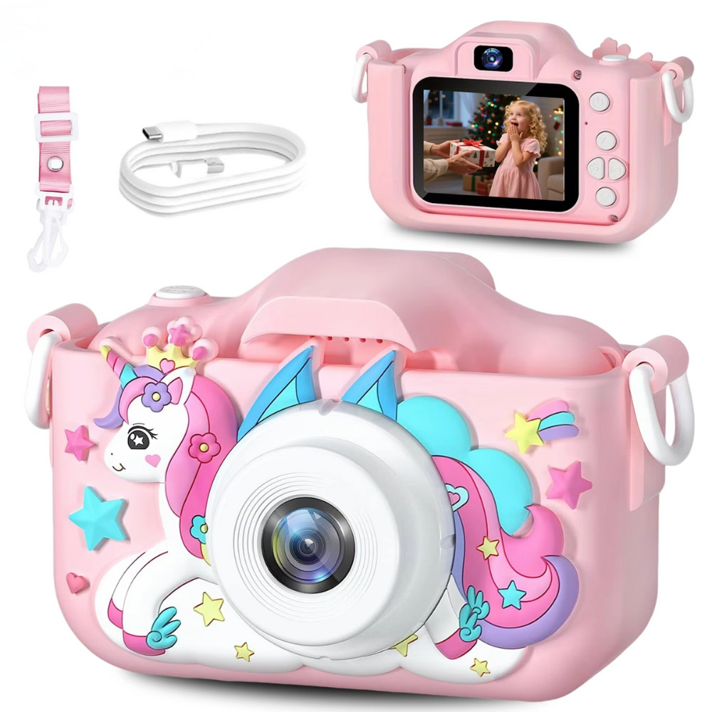 Einhorn HD Kinderkamera mit 32GB wiederaufladbarem Akku – Tolle Fotos und Videos aufnehmen!