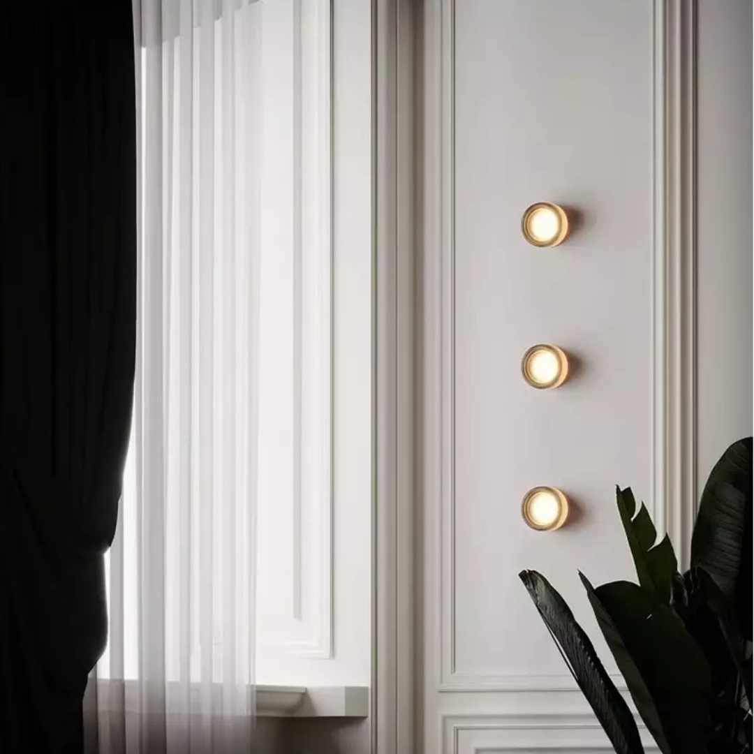 Aplique de pared LED redondo de vidrio moderno de 1 luz