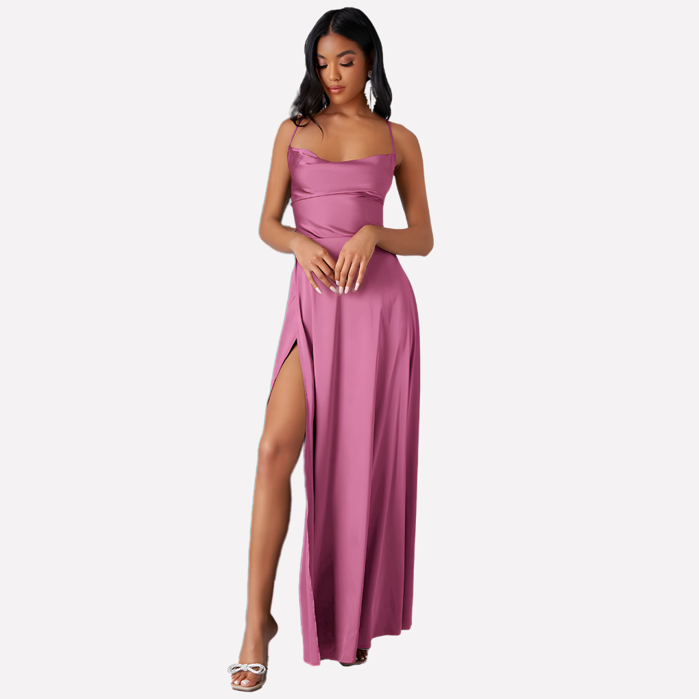 Damen Rückenfreies Maxikleid mit hohem Seitenschlitz
