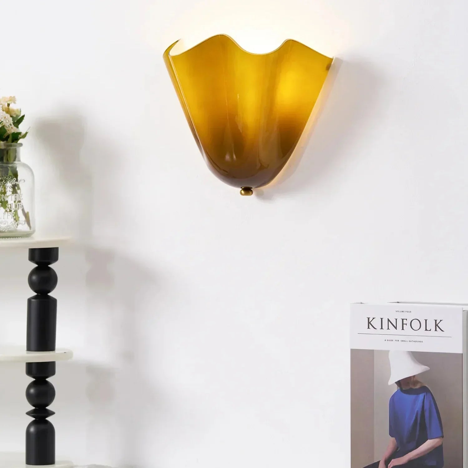 Retro Buntglas Rockmuschel LED-Wandleuchte 1-flammig