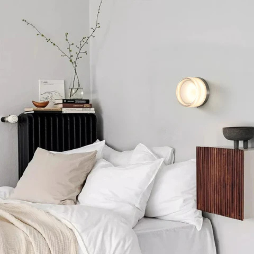 Aplique de pared LED redondo de vidrio moderno de 1 luz