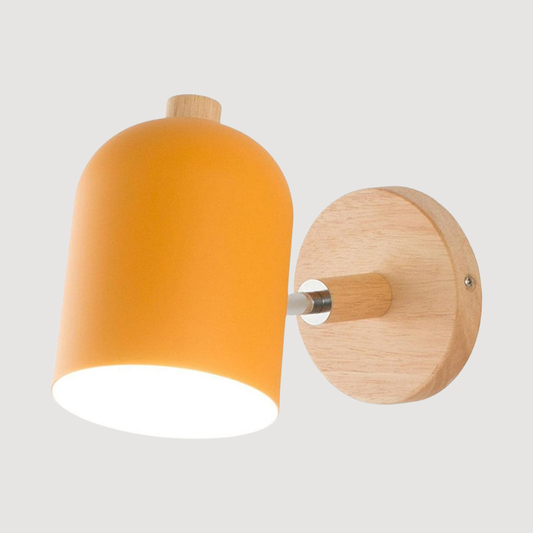 Applique da parete a cilindro in legno scandinavo LED 1 luce
