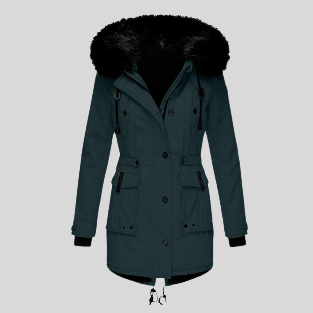 Cappotto Invernale con Cappuccio da Donna – Strato Funzionale con Tasche