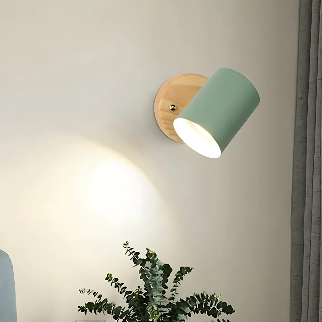 Moderne minimalistische Holz-Zylinder LED-Wandleuchte 1-flammig