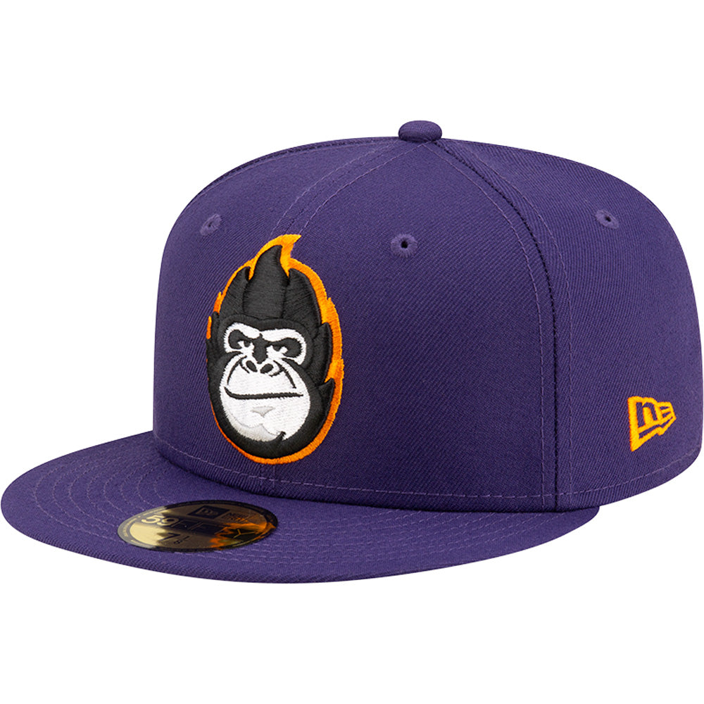 Gorra ajustada New Era 59FIFTY de los Phoenix Suns de la NBA con cabeza de gorila y contorno naranja