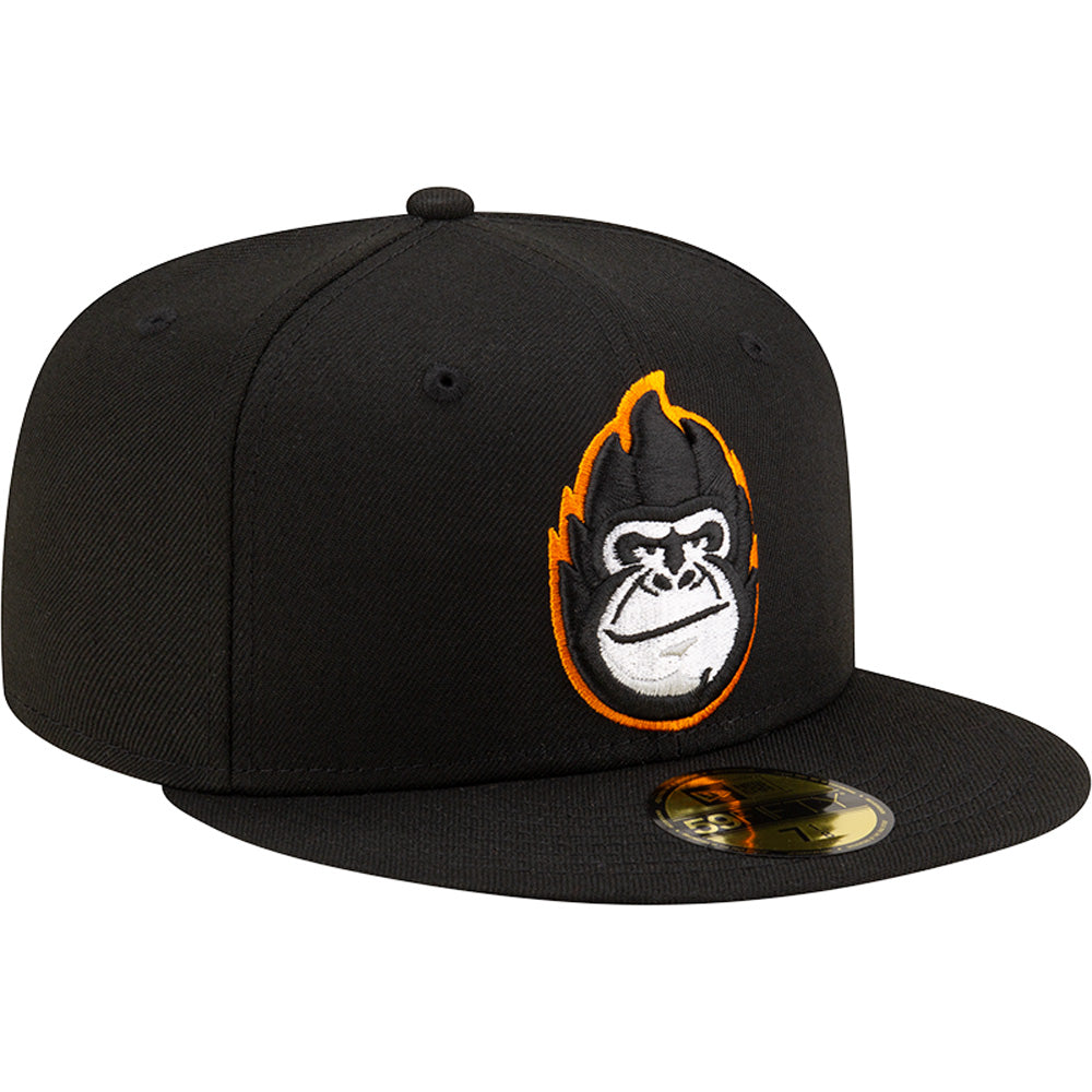 Gorra ajustada New Era 59FIFTY de los Phoenix Suns de la NBA con cabeza de gorila y contorno naranja - Negra