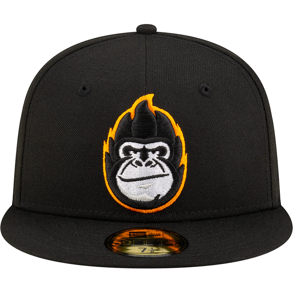 Gorra ajustada New Era 59FIFTY de los Phoenix Suns de la NBA con cabeza de gorila y contorno naranja - Negra