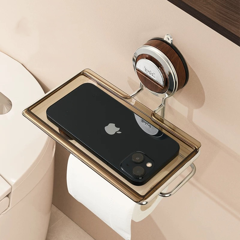No-Drill Suction Stainless Steel Toilet Paper Holder – Rustproof & Easy to Install