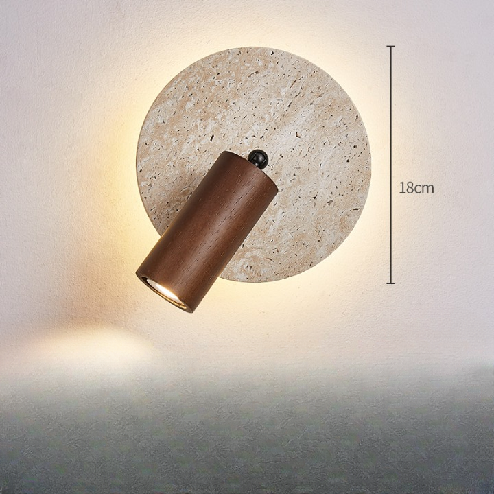 Aplique de pared giratorio de madera de travertino moderno LED de 1 luz