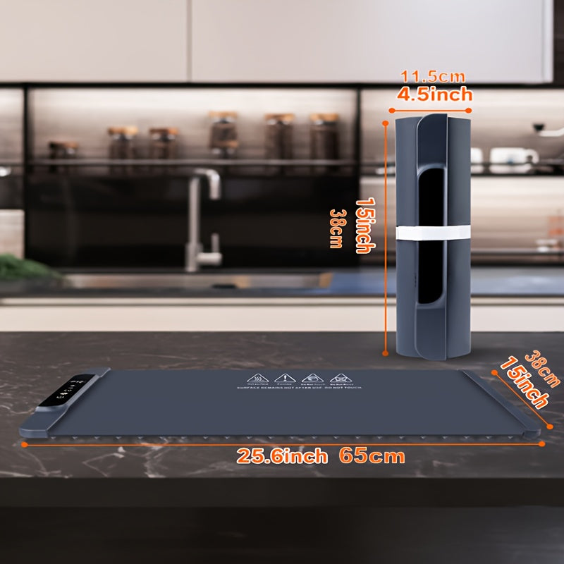 Elektrische Speisewärmeunterlage mit 11 Wärmestufen und 10-Stunden-Timer, faltbares Silikon-Buffettablett