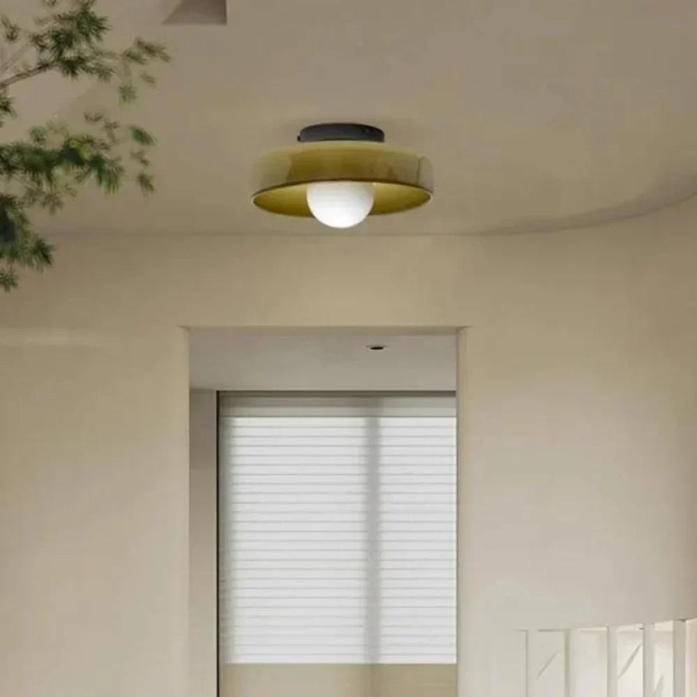 Plafoniera e applique moderna a disco in vetro con LED a 1 luce