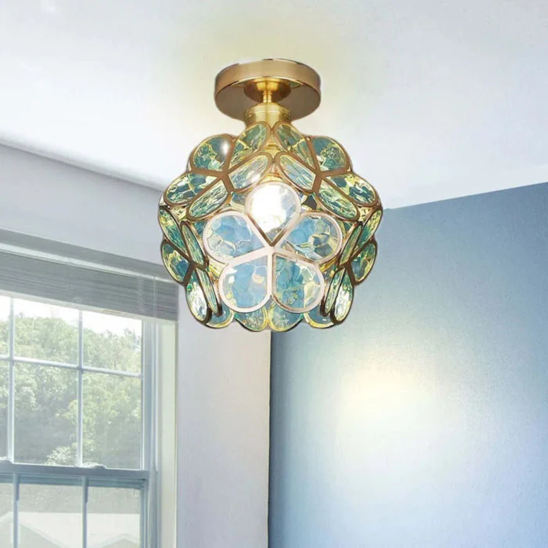 Lámpara de techo vintage floral de 1 luz