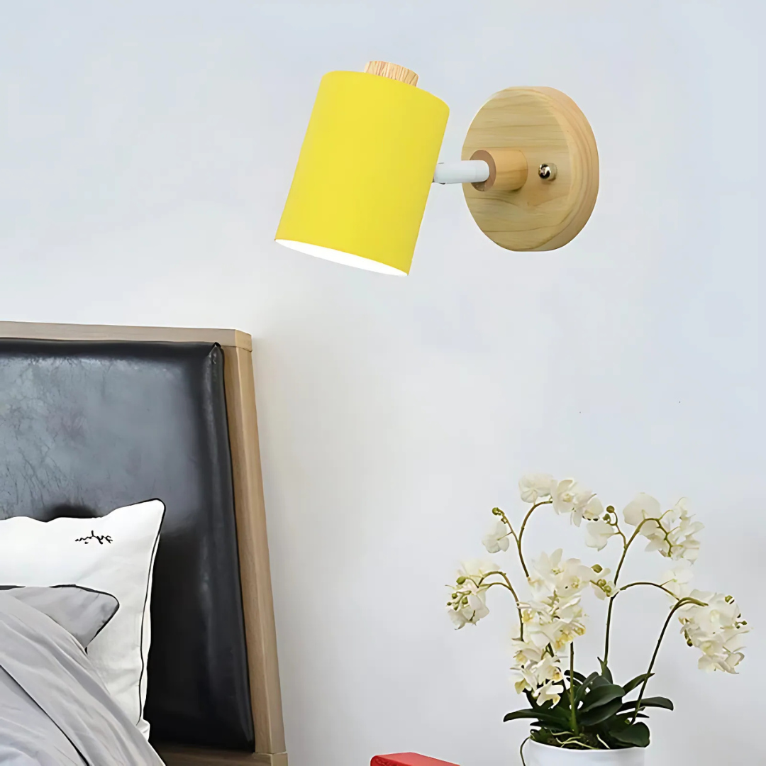 Moderne minimalistische Holz-Zylinder LED-Wandleuchte 1-flammig