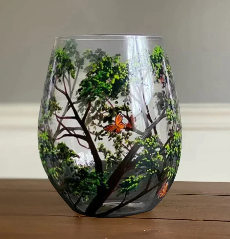 Frosetpro | Hand-Painted Four Seasons Wine Glass – Artistic Glassware for Elegant Moments
