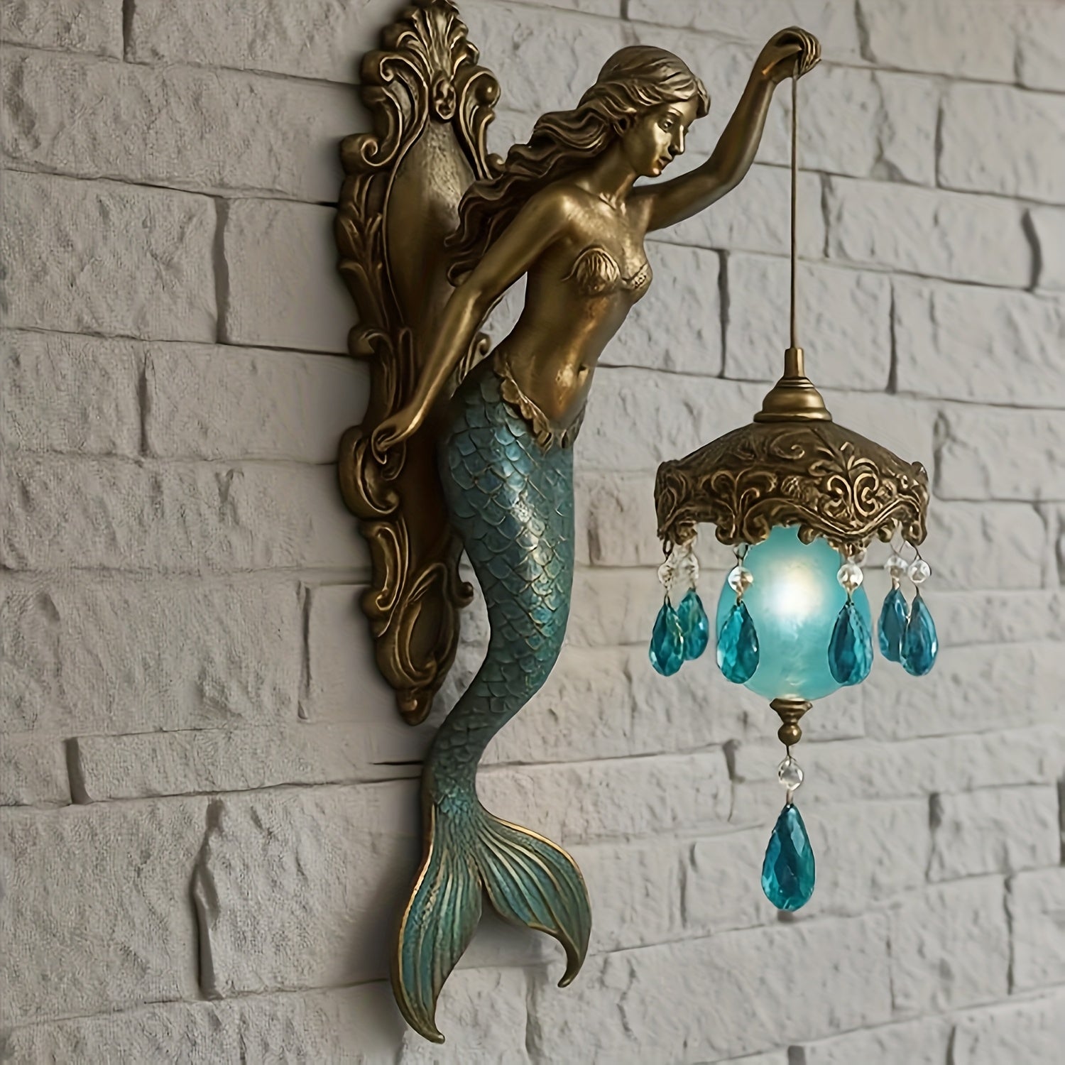 Meerjungfrau-Wandlampe – Ozean-Themen-Kristalllaterne für Schlafzimmer & Badezimmer