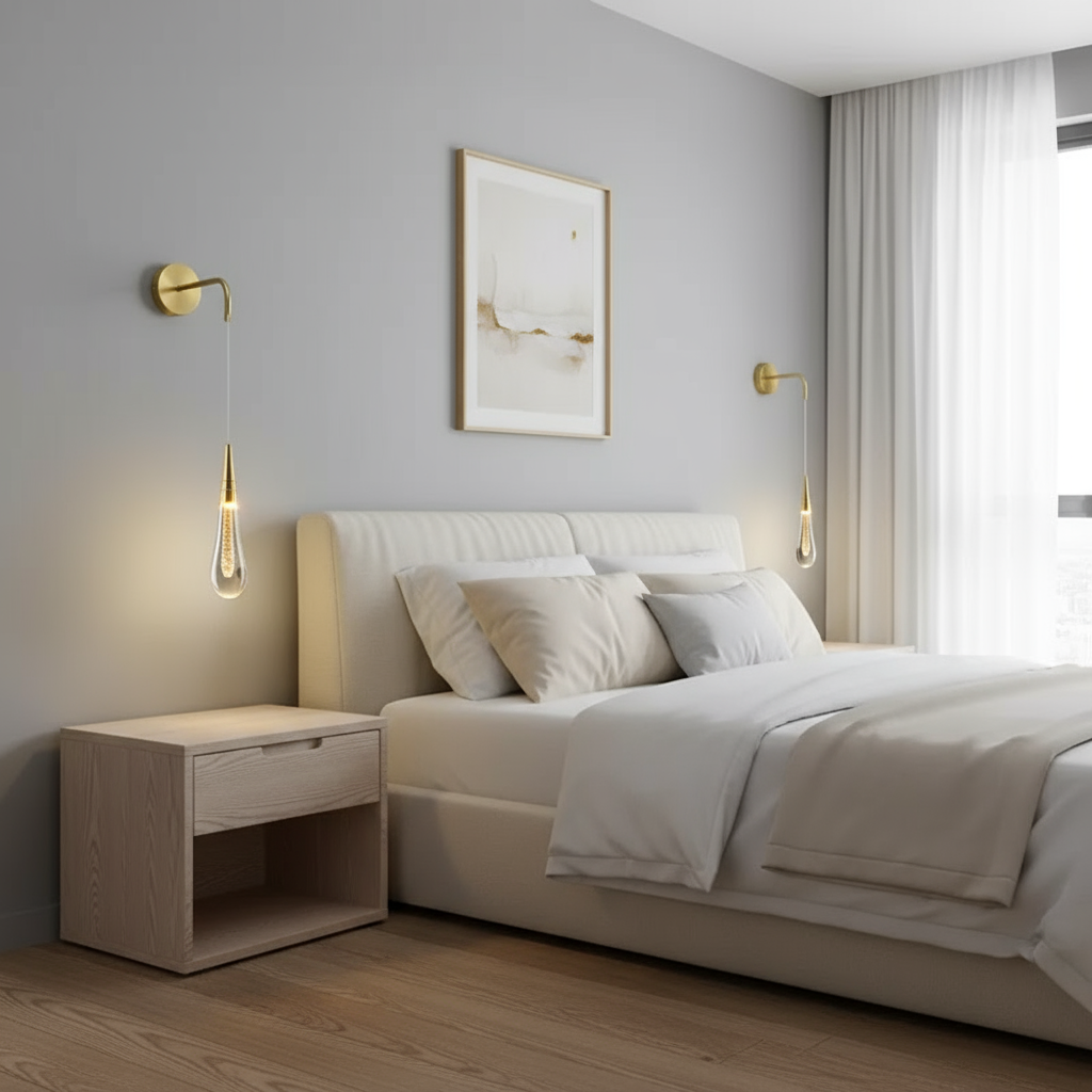 Aplique de pared LED moderno con gotas de lluvia de vidrio 1 luz
