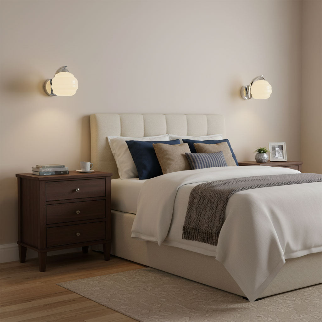 Aplique de pared Art Deco con globo de vidrio ondulado 1 luz