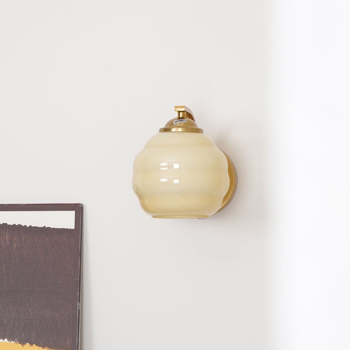 Aplique de pared Art Deco con globo de vidrio ondulado 1 luz