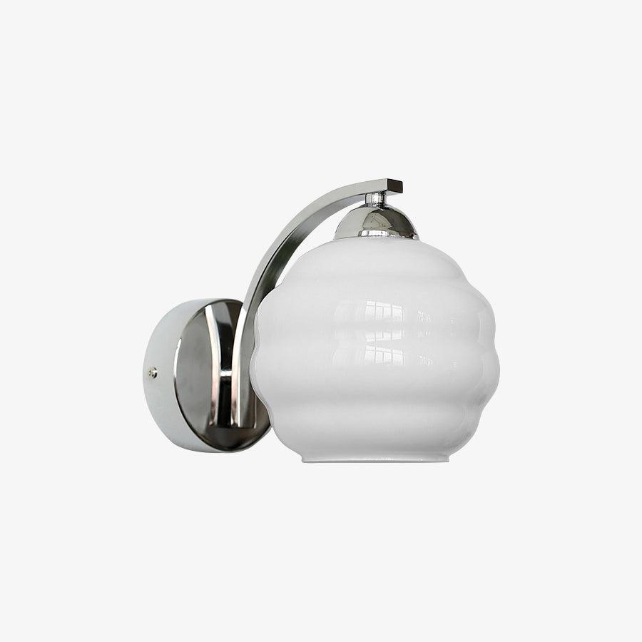 Art Deco Rippled Globe Glass Wall Sconce 1-Light