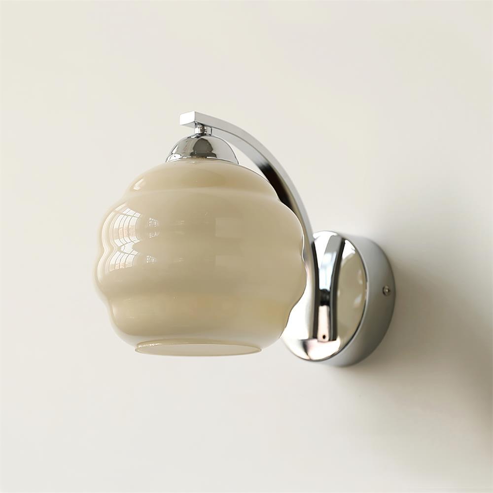 Aplique de pared Art Deco con globo de vidrio ondulado 1 luz