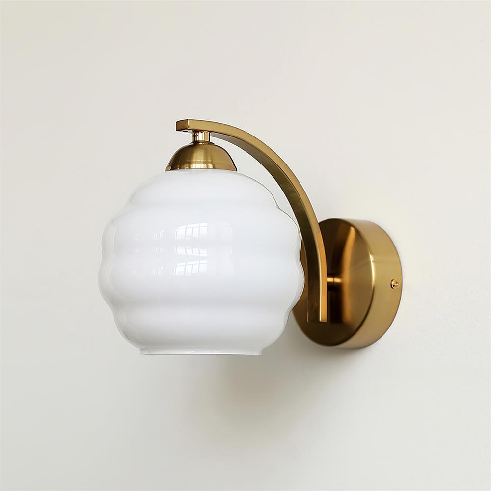 Aplique de pared Art Deco con globo de vidrio ondulado 1 luz
