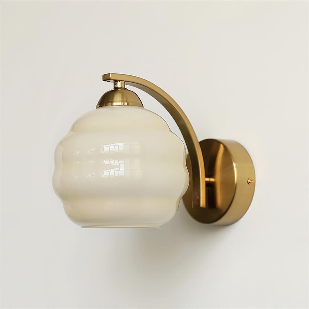 Aplique de pared Art Deco con globo de vidrio ondulado 1 luz