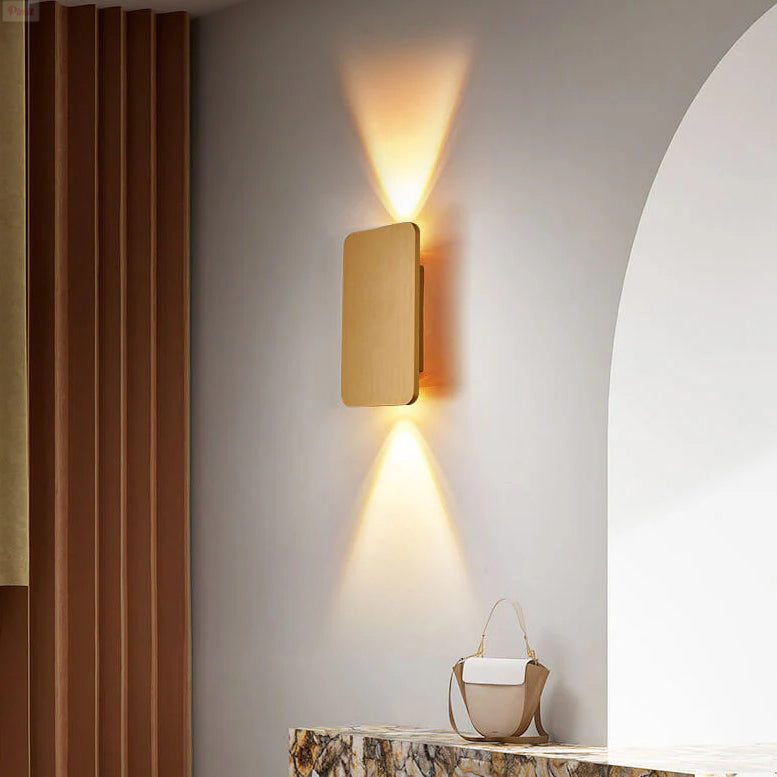 Nordic Minimalist Glass Rectangular LED Wall Sconce Light 2-light