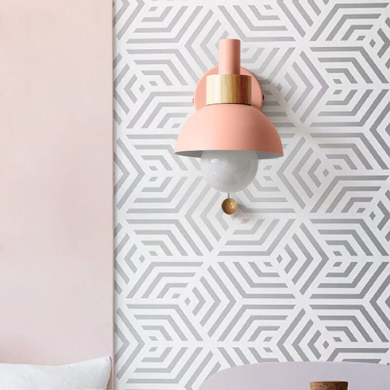 Applique da parete con globo in legno e metallo nordico LED 1 luce