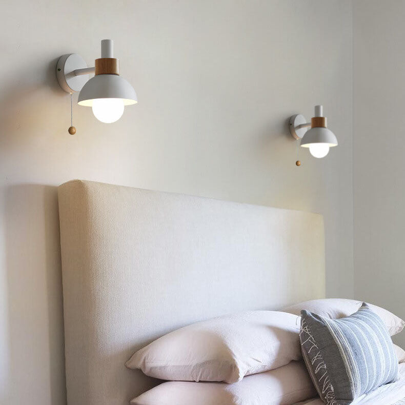 Applique da parete con globo in legno e metallo nordico LED 1 luce