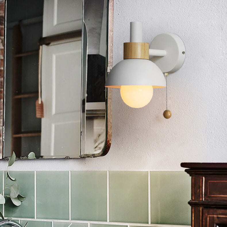 Applique da parete con globo in legno e metallo nordico LED 1 luce