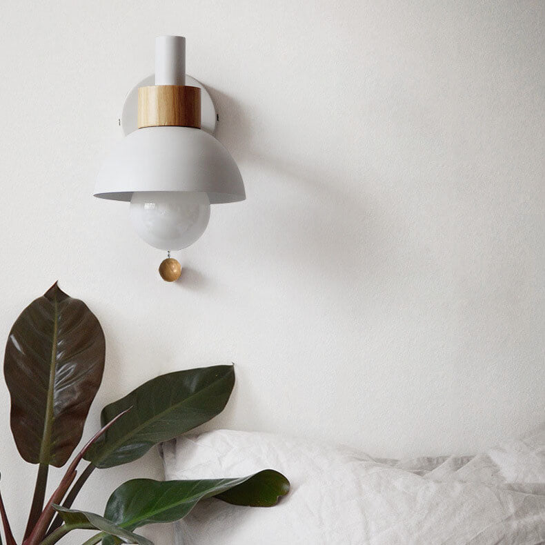 Applique da parete con globo in legno e metallo nordico LED 1 luce