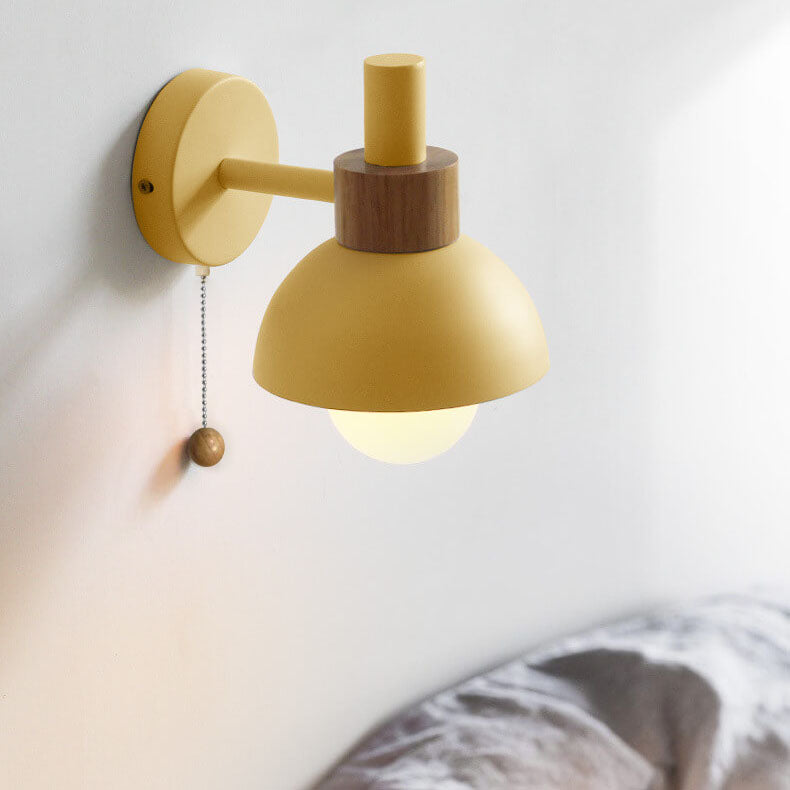 Applique da parete con globo in legno e metallo nordico LED 1 luce