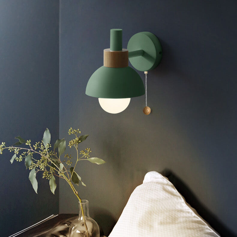 Applique da parete con globo in legno e metallo nordico LED 1 luce