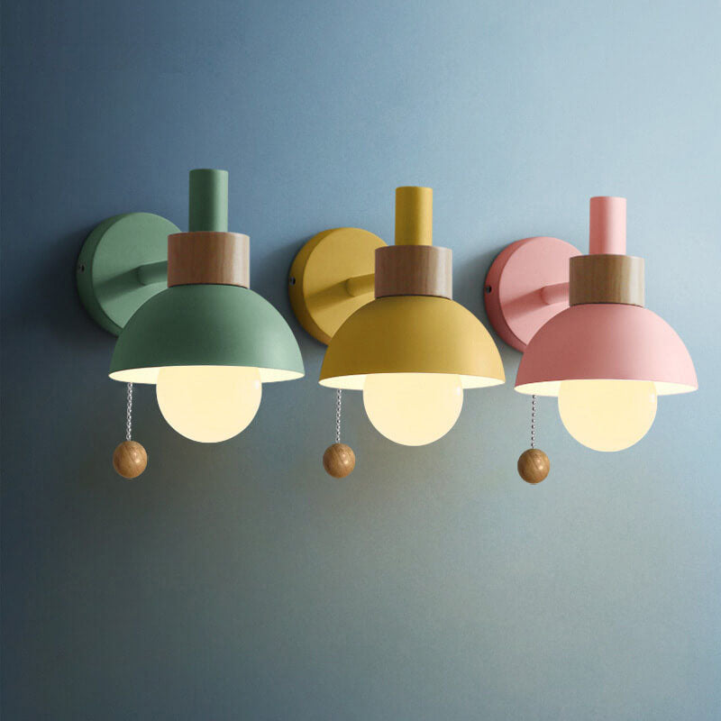 Applique da parete con globo in legno e metallo nordico LED 1 luce