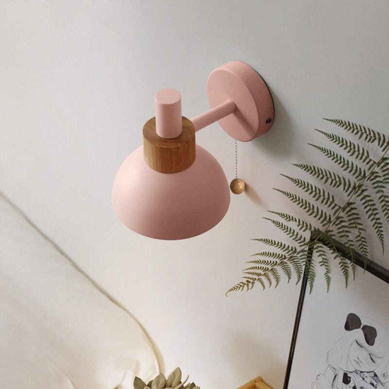 Applique da parete con globo in legno e metallo nordico LED 1 luce