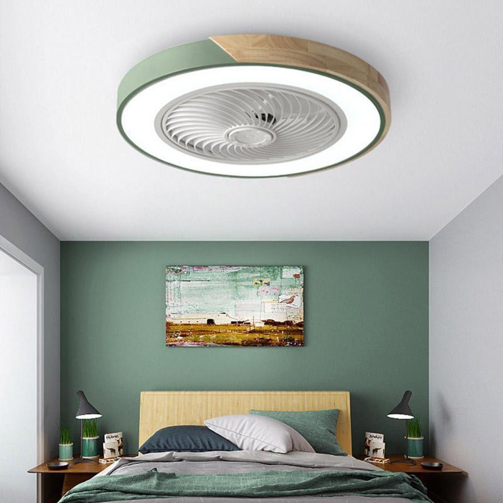 Modern Wood LED Ceiling Light with Fan 1-Light
