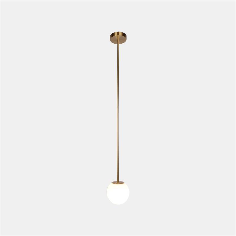 Lámpara colgante minimalista de globo de vidrio y latón 1 luz
