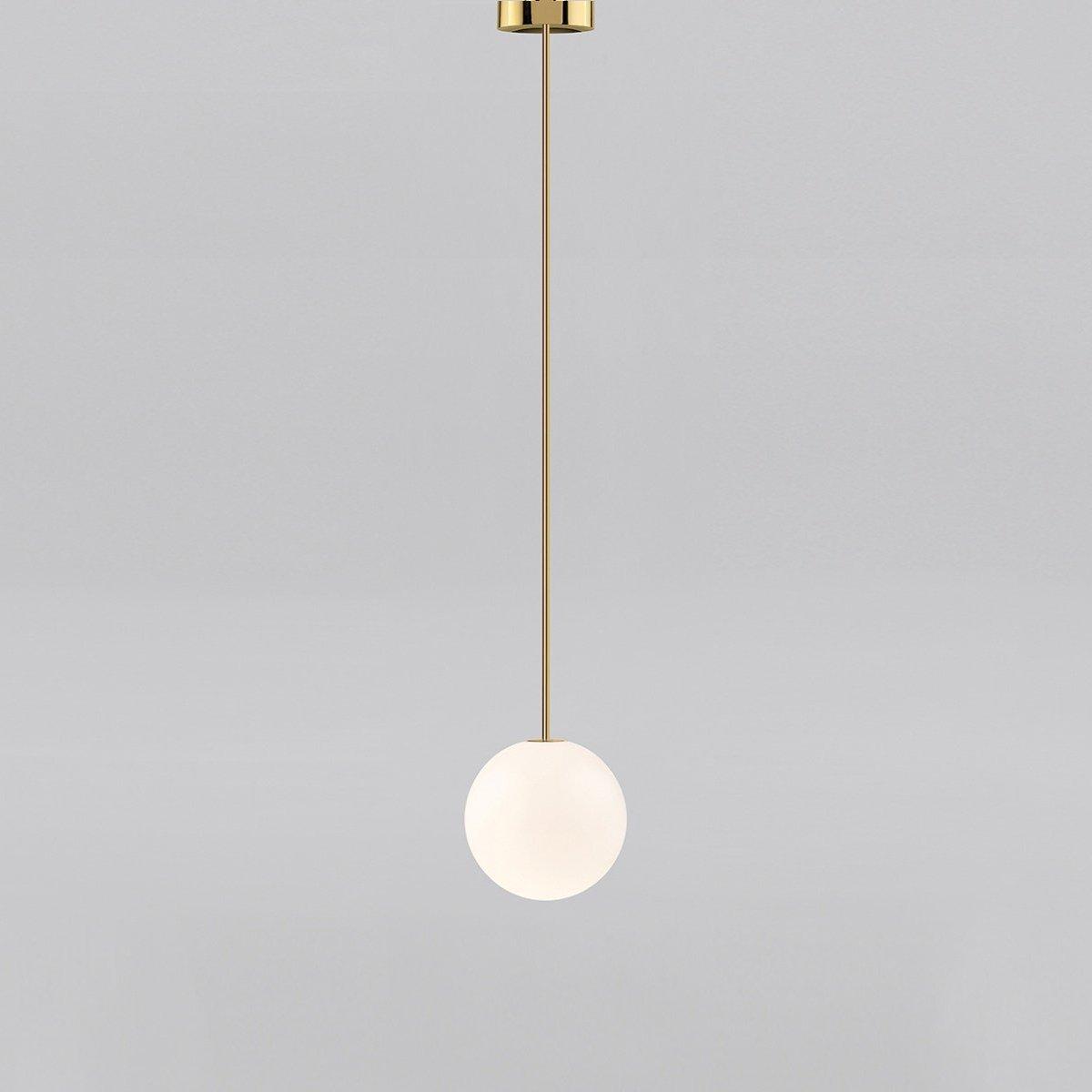 Lámpara colgante minimalista de globo de vidrio y latón 1 luz