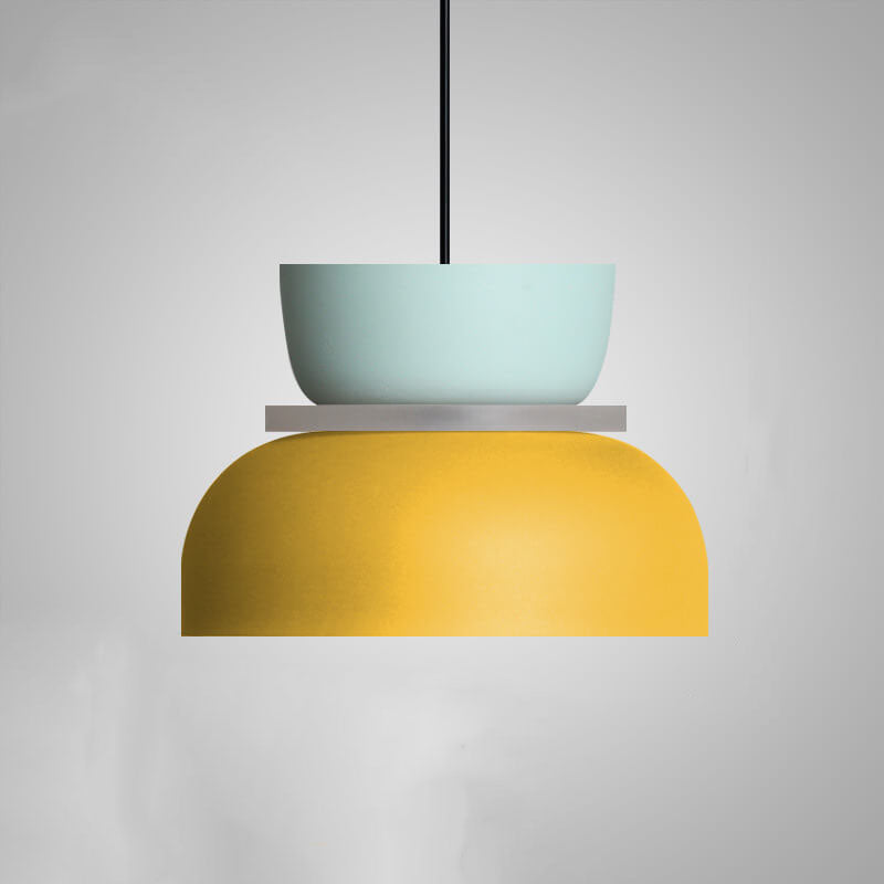Lámpara colgante LED con cúpula bicolor de aleación de zinc nórdica de 1 luz