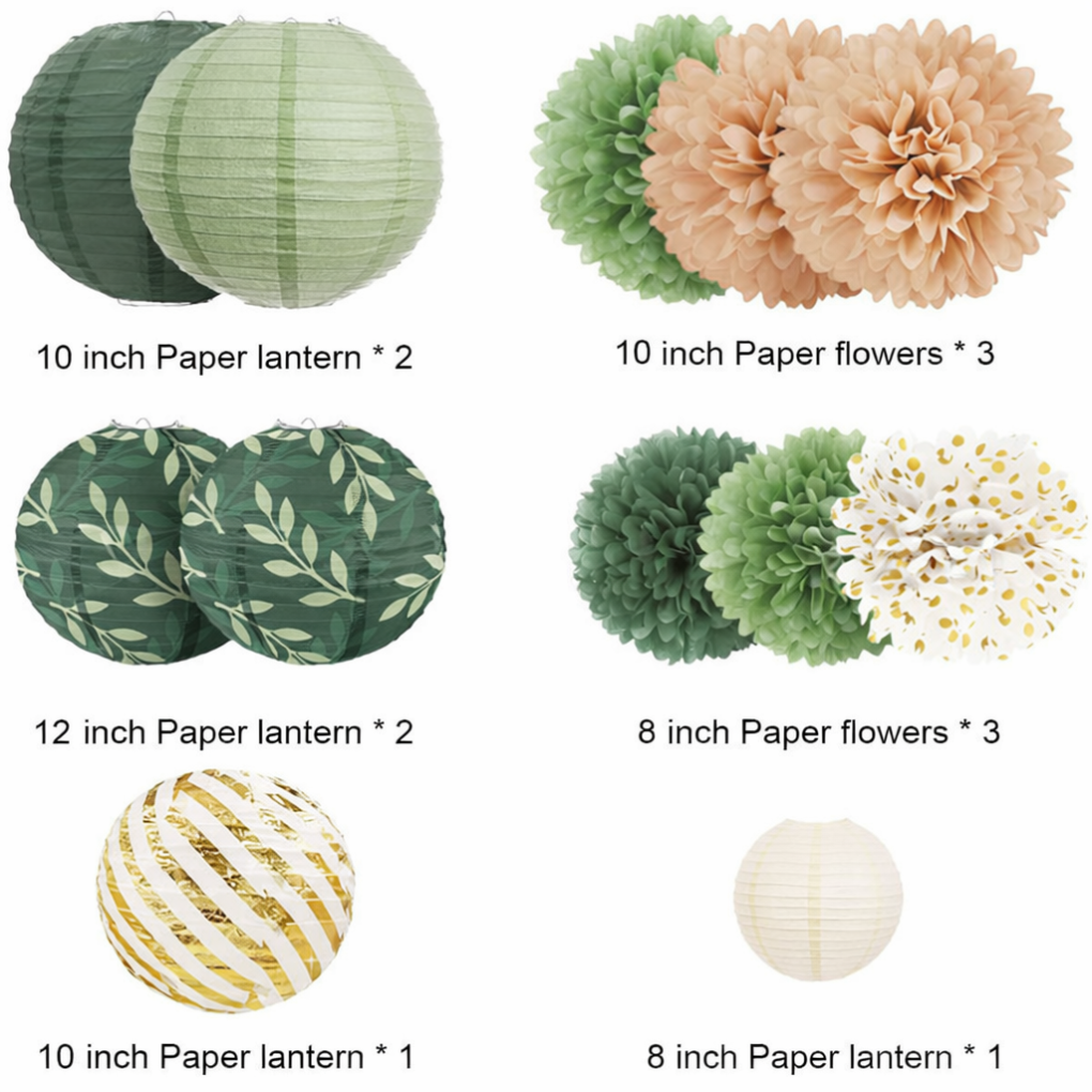 Pompon di carta con accenti glitter oro