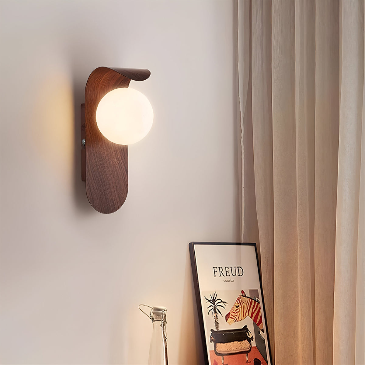Nordische Holz-Kugel LED-Wandleuchte 1-flammig