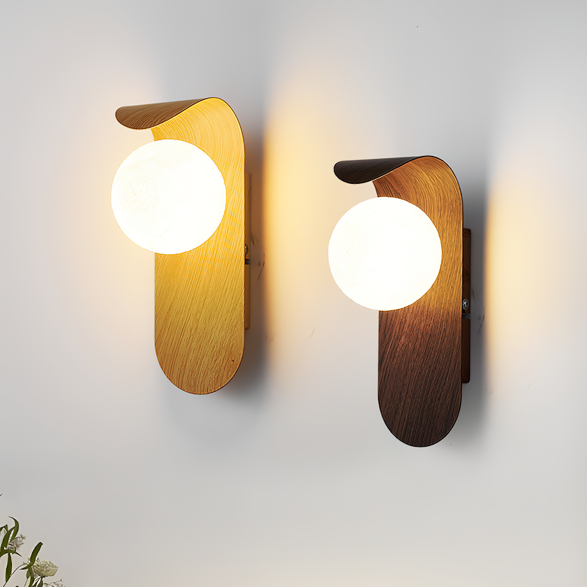 Nordische Holz-Kugel LED-Wandleuchte 1-flammig
