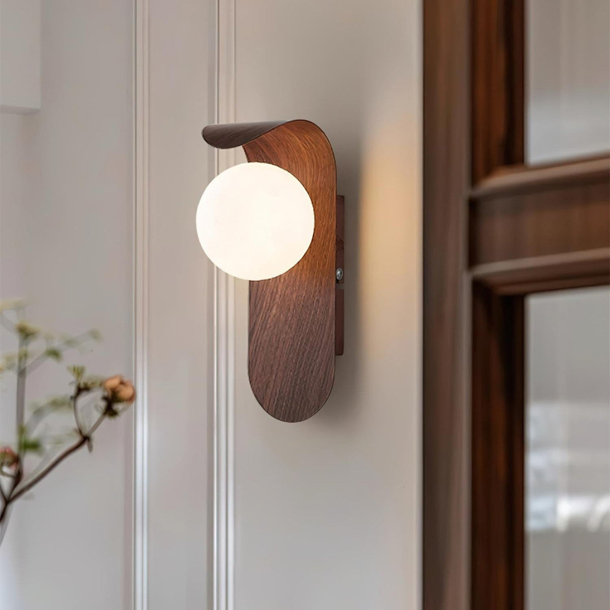 Nordische Holz-Kugel LED-Wandleuchte 1-flammig