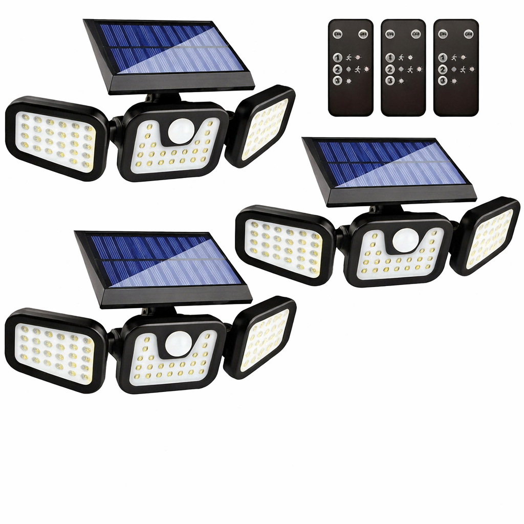 Luci Solari con Sensore di Movimento per Esterni – Fari di Sicurezza LED Impermeabili da 3000LM