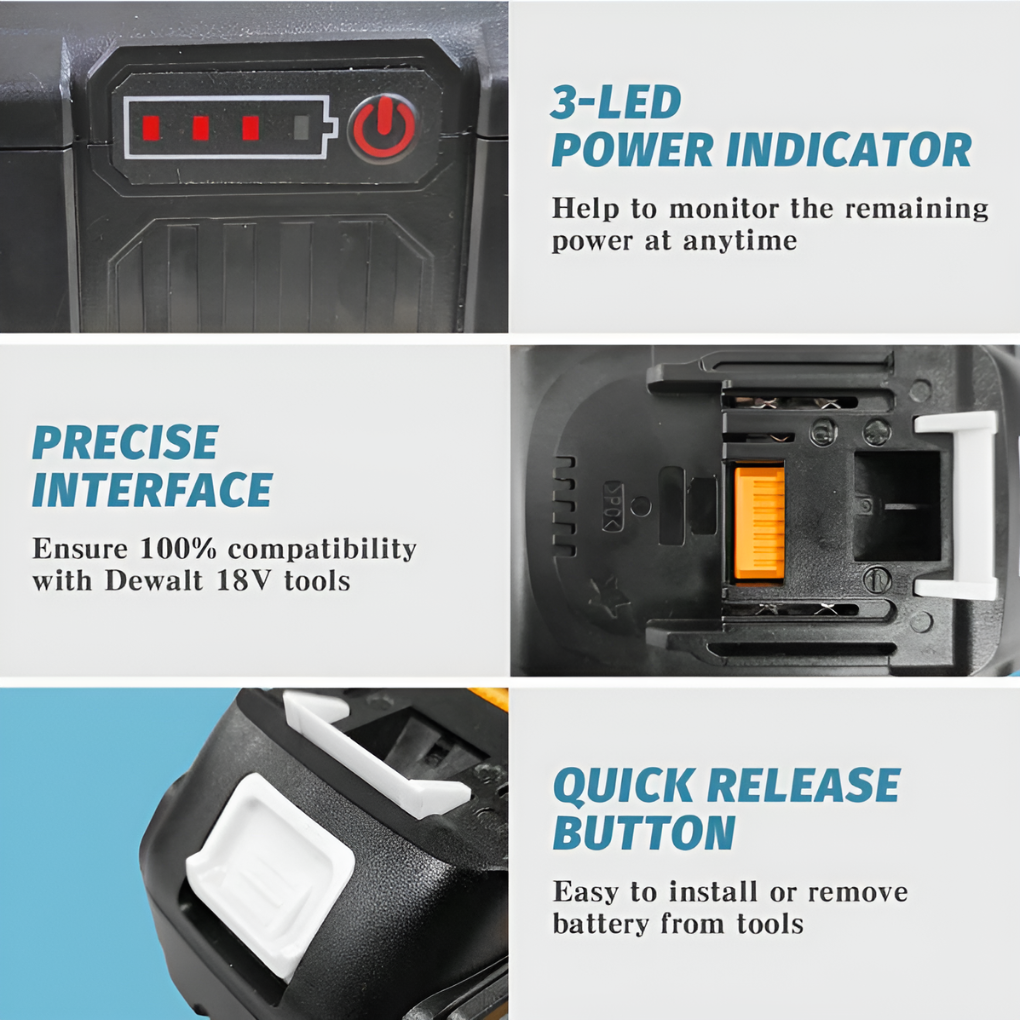 2 × 8,0Ah 18 V Batterie di Ricambio + Caricabatterie