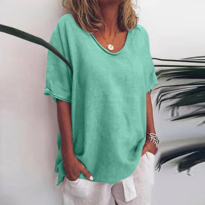 Puili | Blusa clásica de manga corta y corte holgado para mujer