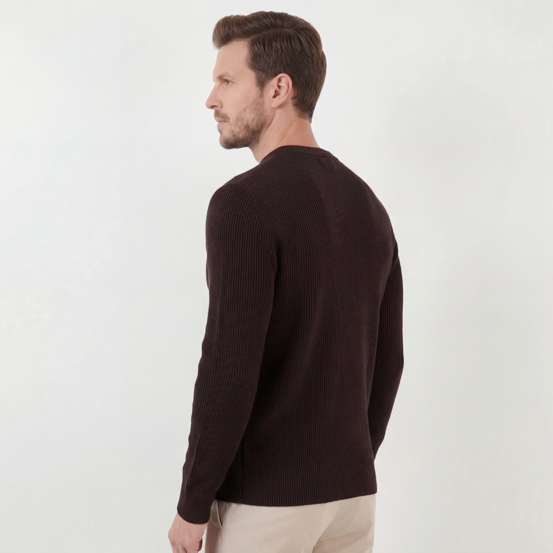 Mørkebrun Ribbet Sweater