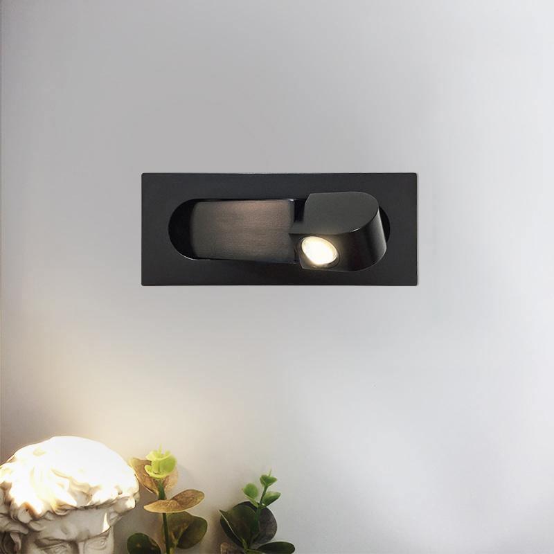 Aplique de pared LED rectangular empotrado ajustable moderno 1 luz