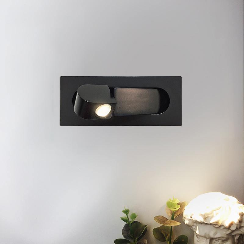 Aplique de pared LED rectangular empotrado ajustable moderno 1 luz